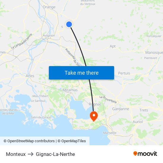 Monteux to Gignac-La-Nerthe map
