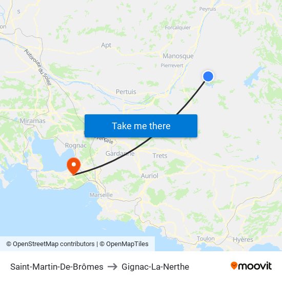Saint-Martin-De-Brômes to Gignac-La-Nerthe map