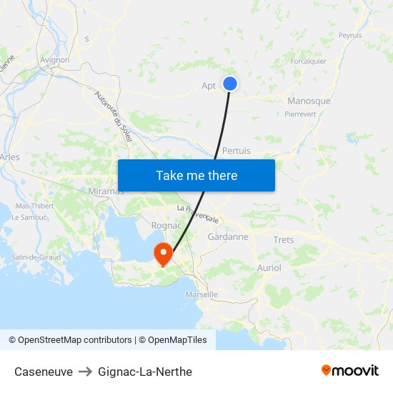 Caseneuve to Gignac-La-Nerthe map