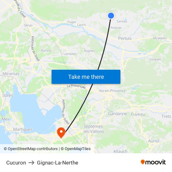 Cucuron to Gignac-La-Nerthe map