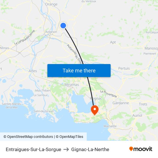 Entraigues-Sur-La-Sorgue to Gignac-La-Nerthe map