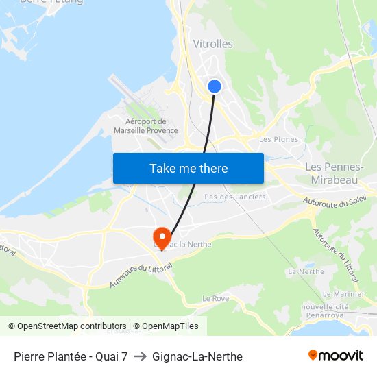 Pierre Plantée - Quai 7 to Gignac-La-Nerthe map