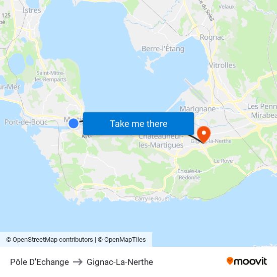 Pôle D'Echange to Gignac-La-Nerthe map