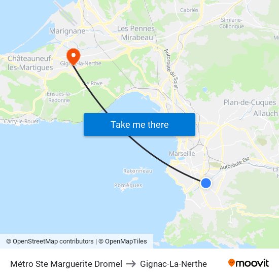 Métro Ste Marguerite Dromel to Gignac-La-Nerthe map