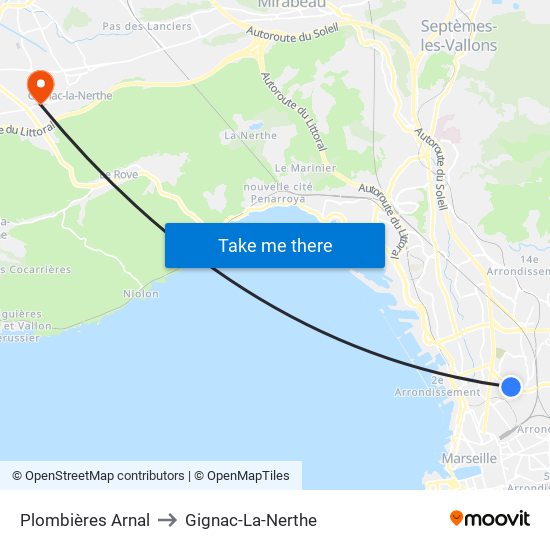 Plombières Arnal to Gignac-La-Nerthe map