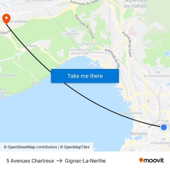 5 Avenues Chartreux to Gignac-La-Nerthe map
