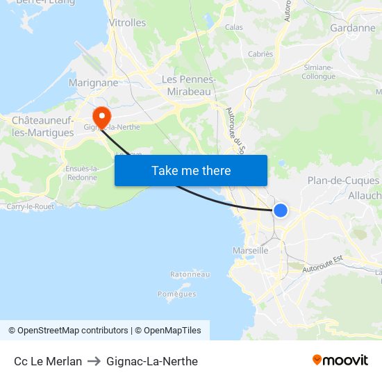 Cc Le Merlan to Gignac-La-Nerthe map