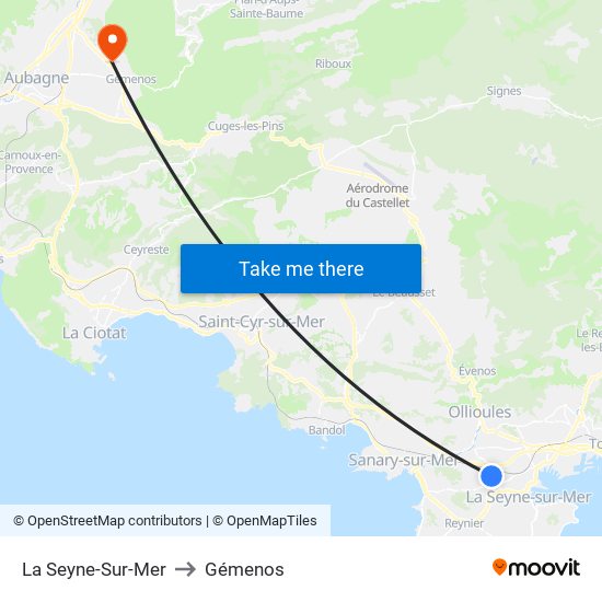 La Seyne-Sur-Mer to Gémenos map