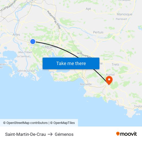 Saint-Martin-De-Crau to Gémenos map