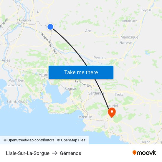 L'Isle-Sur-La-Sorgue to Gémenos map