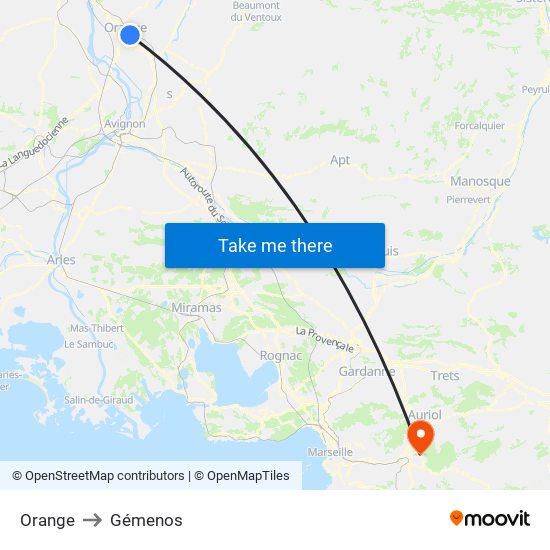 Orange to Gémenos map