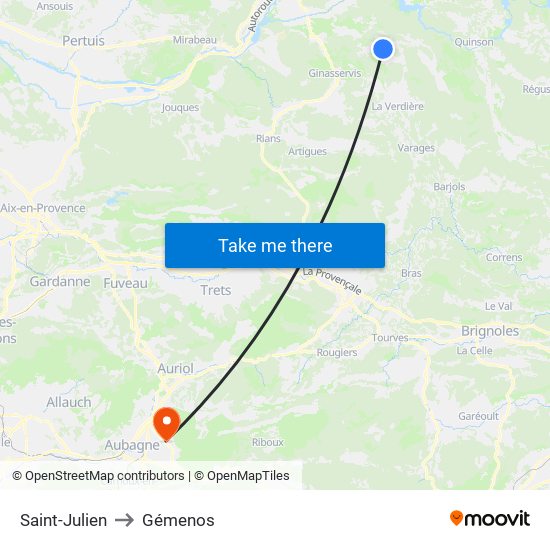 Saint-Julien to Gémenos map