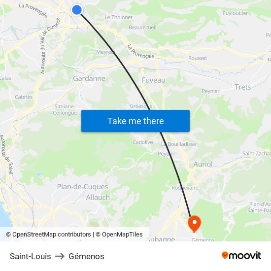 Saint-Louis to Gémenos map