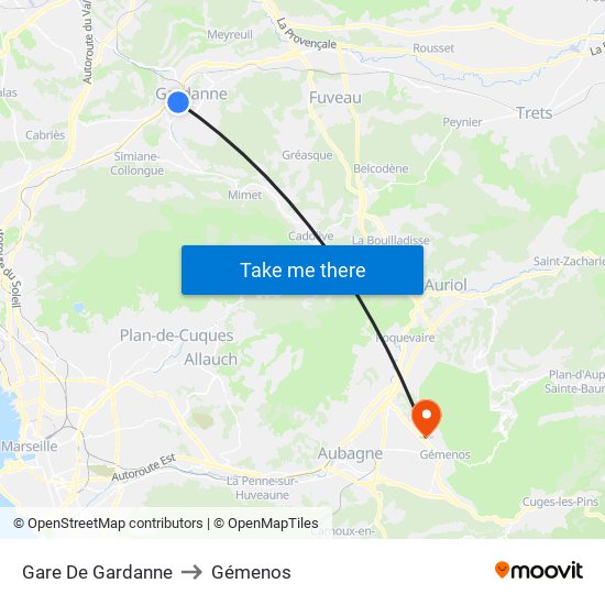 Gare De Gardanne to Gémenos map