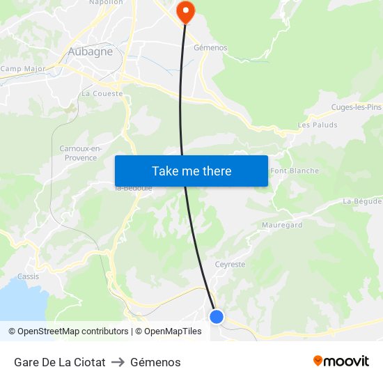 Gare De La Ciotat to Gémenos map