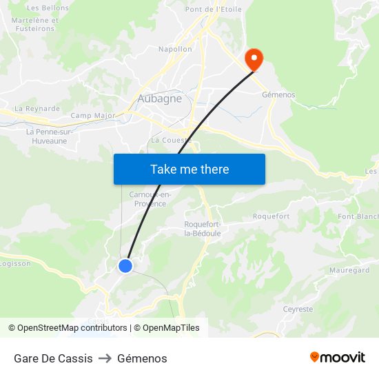 Gare De Cassis to Gémenos map