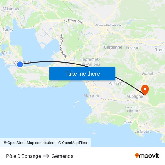 Pôle D'Echange to Gémenos map