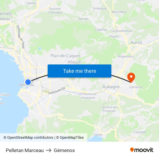 Pelletan Marceau to Gémenos map