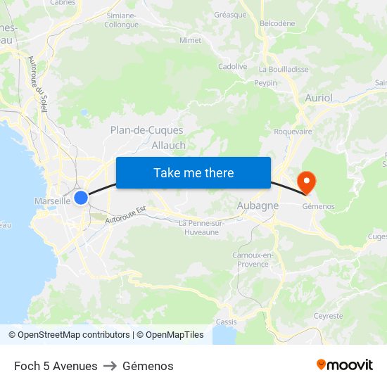 Foch 5 Avenues to Gémenos map
