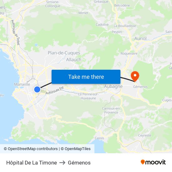 Hôpital De La Timone to Gémenos map