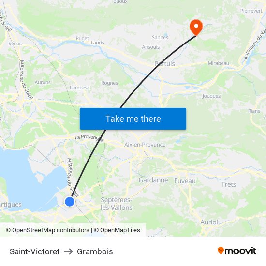 Saint-Victoret to Grambois map