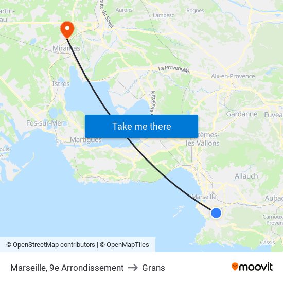 Marseille, 9e Arrondissement to Grans map