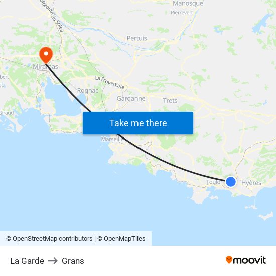 La Garde to Grans map
