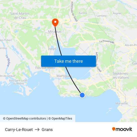 Carry-Le-Rouet to Grans map