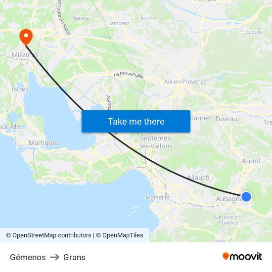 Gémenos to Grans map