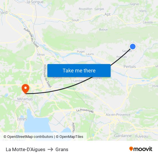 La Motte-D'Aigues to Grans map