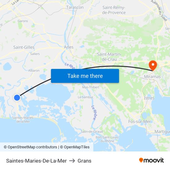 Saintes-Maries-De-La-Mer to Grans map