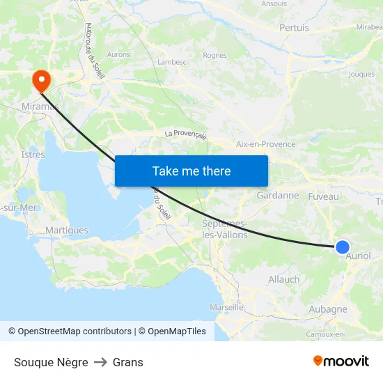 Souque Nègre to Grans map