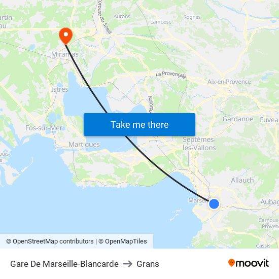 Gare De Marseille-Blancarde to Grans map