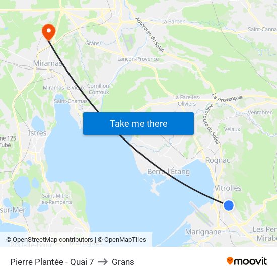 Pierre Plantée - Quai 7 to Grans map