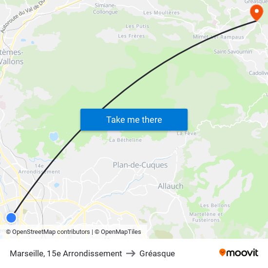 Marseille, 15e Arrondissement to Gréasque map