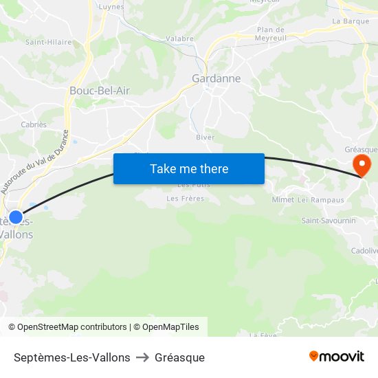 Septèmes-Les-Vallons to Gréasque map