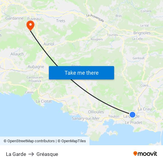 La Garde to Gréasque map