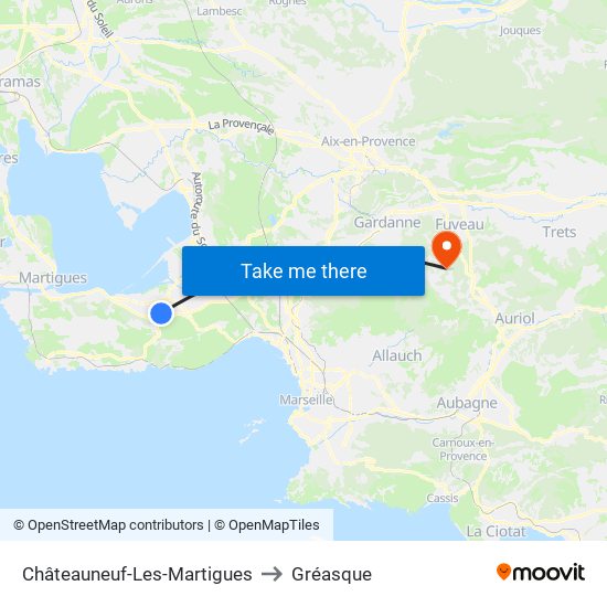 Châteauneuf-Les-Martigues to Gréasque map