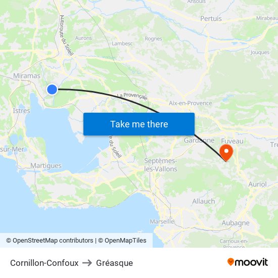 Cornillon-Confoux to Gréasque map