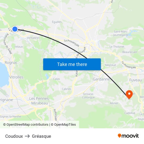 Coudoux to Gréasque map