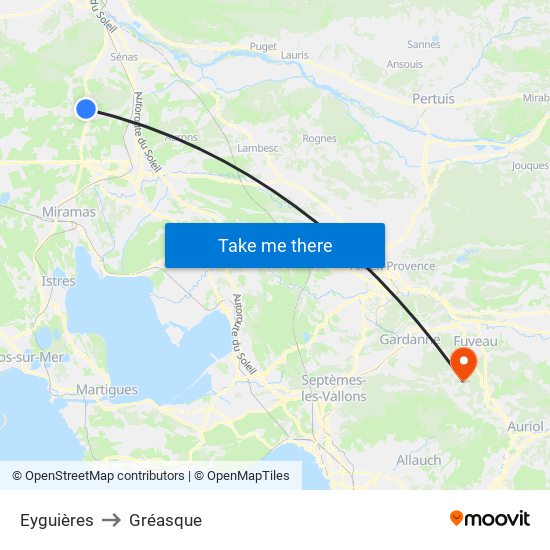 Eyguières to Gréasque map