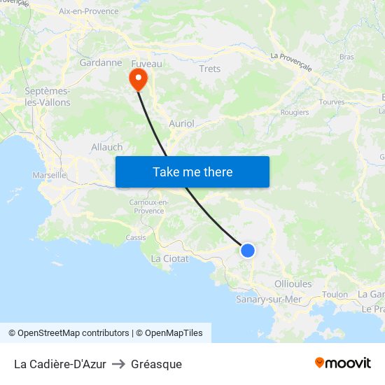 La Cadière-D'Azur to Gréasque map
