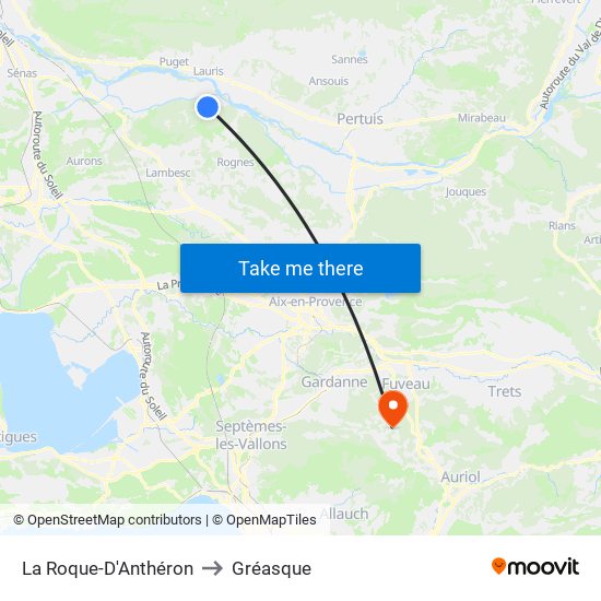 La Roque-D'Anthéron to Gréasque map