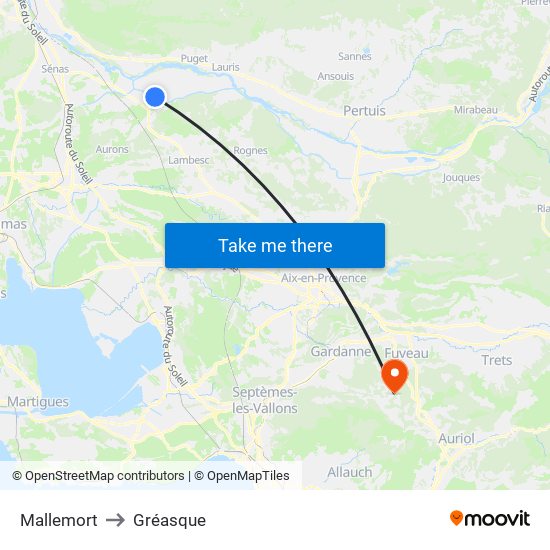 Mallemort to Gréasque map