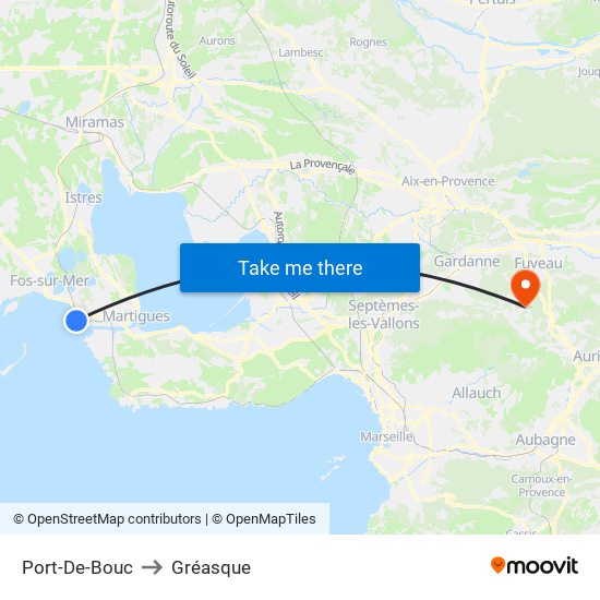 Port-De-Bouc to Gréasque map