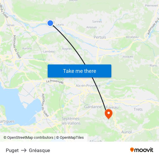 Puget to Gréasque map