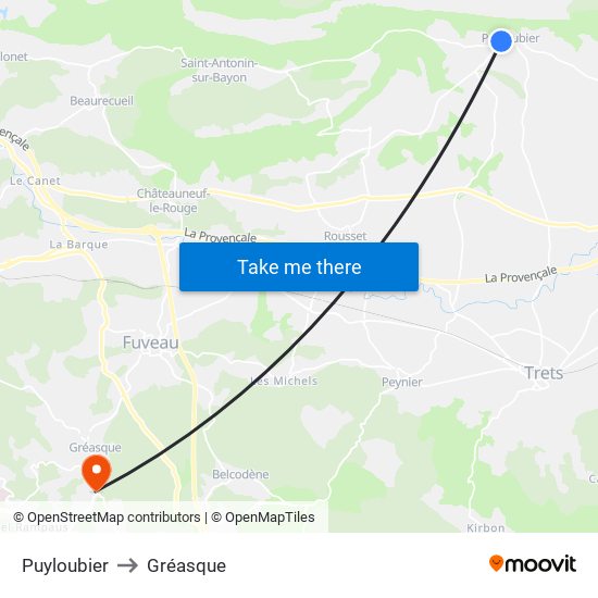 Puyloubier to Gréasque map