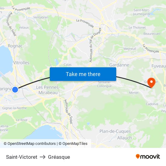 Saint-Victoret to Gréasque map
