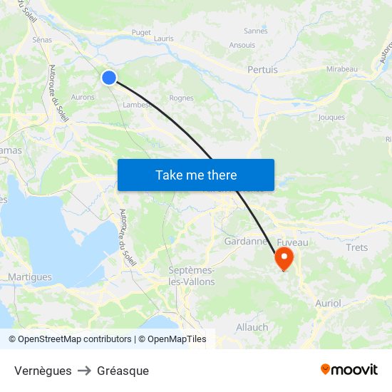 Vernègues to Gréasque map