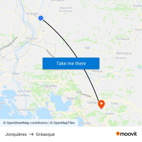 Jonquières to Gréasque map